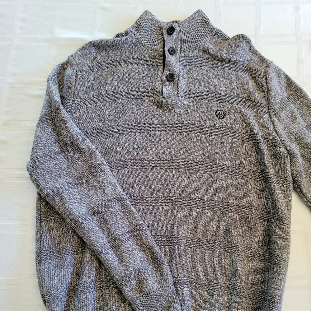 CHAPS Mens Mock Neck 3 Button Pullover Sweater